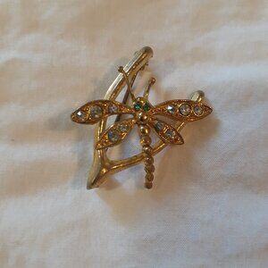 Dragonfly Brooch Gold tone